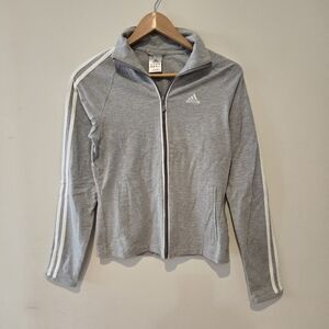 BNWOT y2k vintage Adidas grey gray white classic stripe track jacket size small